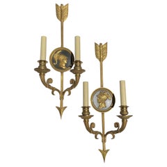 Pair of 19th Century Neoclassical Style 2 Light Sconces