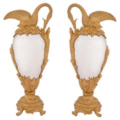 Antique Pair of 19th Century Neoclassical Style Bronze and Ormolu Decorative Ewers