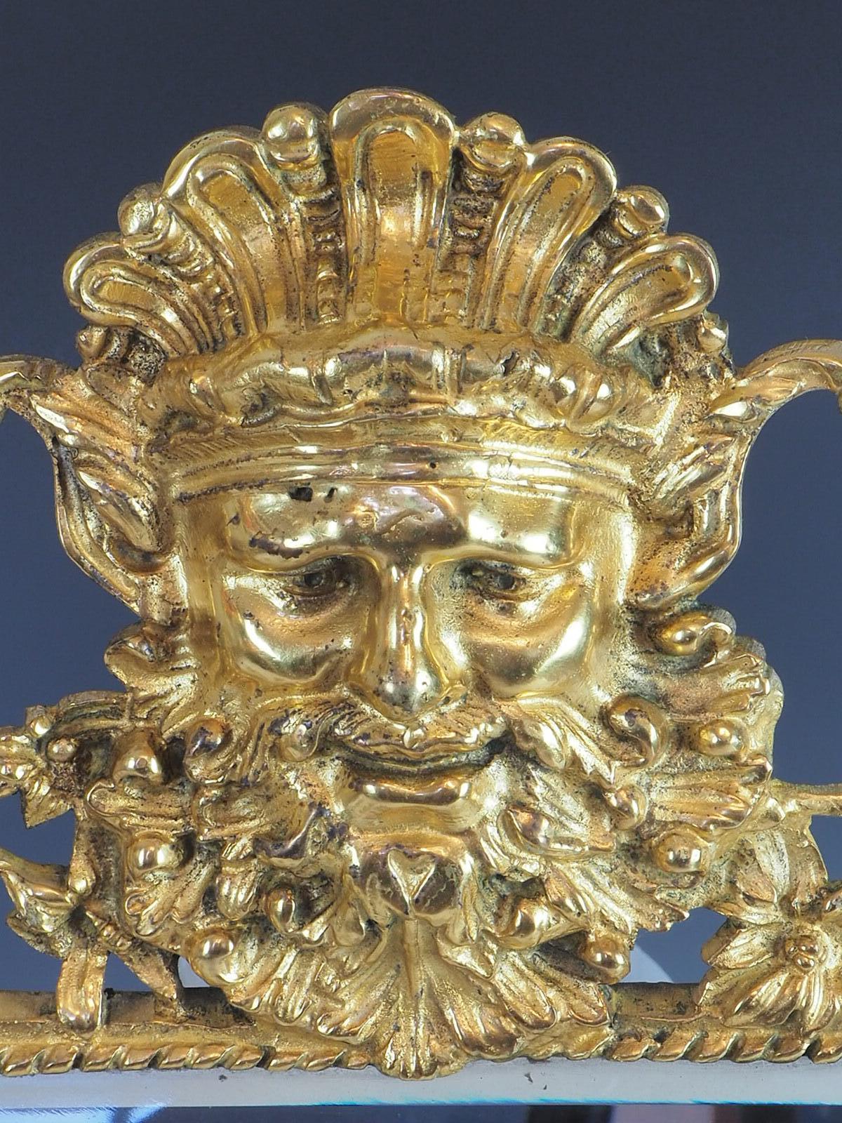 Paar Neptune und mythische Grotesken 'Girandole' Bronzespiegel aus dem 19. im Angebot 5