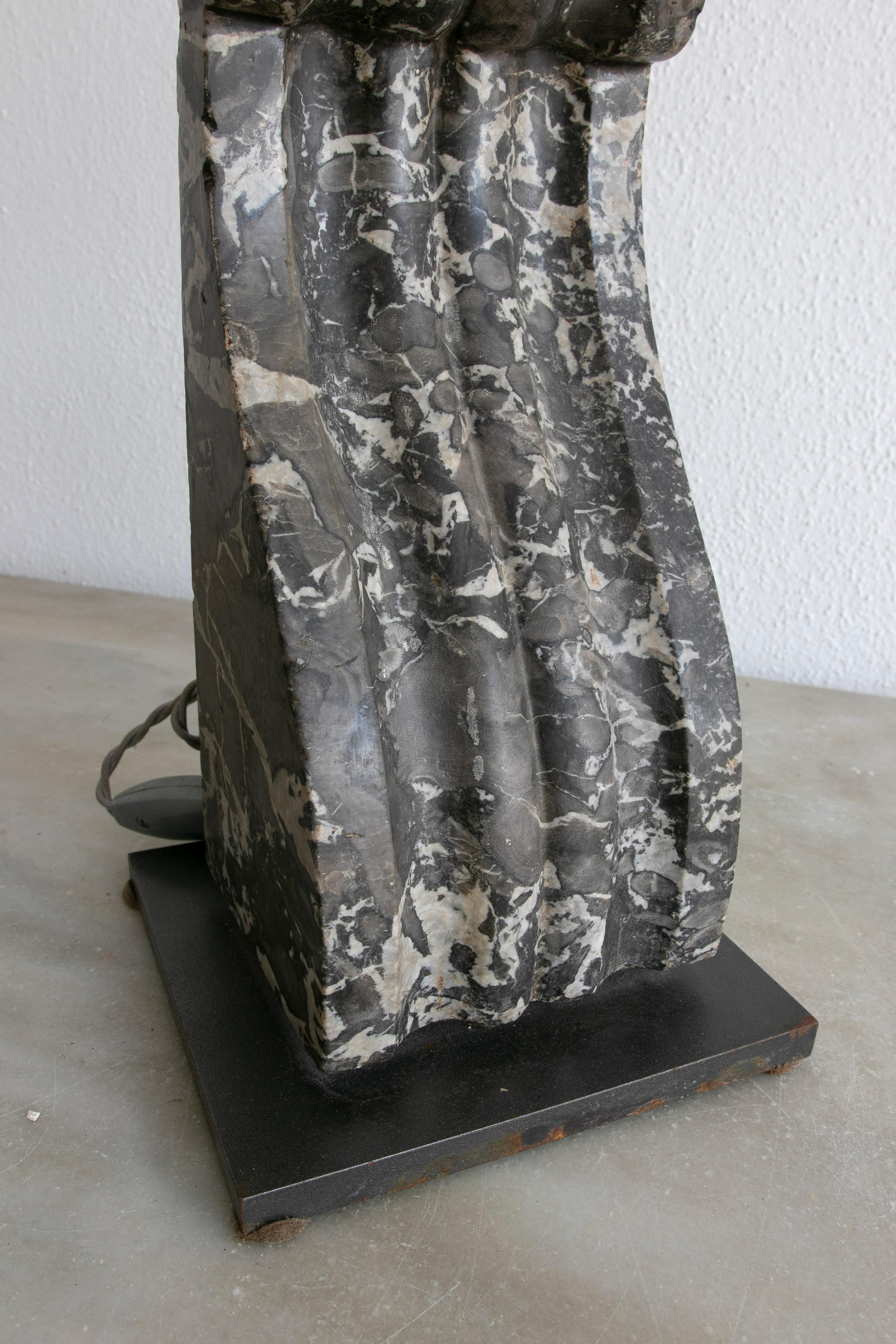 Pair of 19th Century Nero Portoro Black Marble Corbels Turned into Table Lamps  For Sale 5
