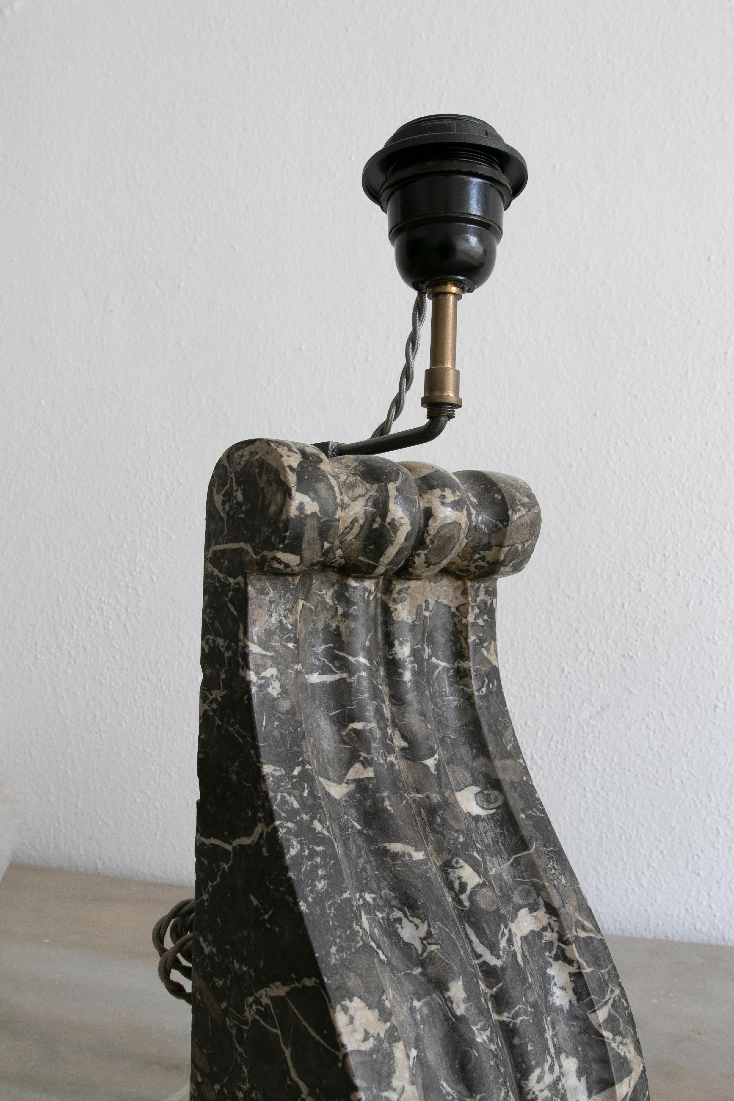 Pair of 19th Century Nero Portoro Black Marble Corbels Turned into Table Lamps  For Sale 6