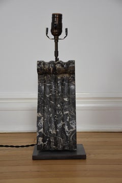 Pair of 19th Century Nero Portoro Black Marble Corbels Turned into Table Lamps
