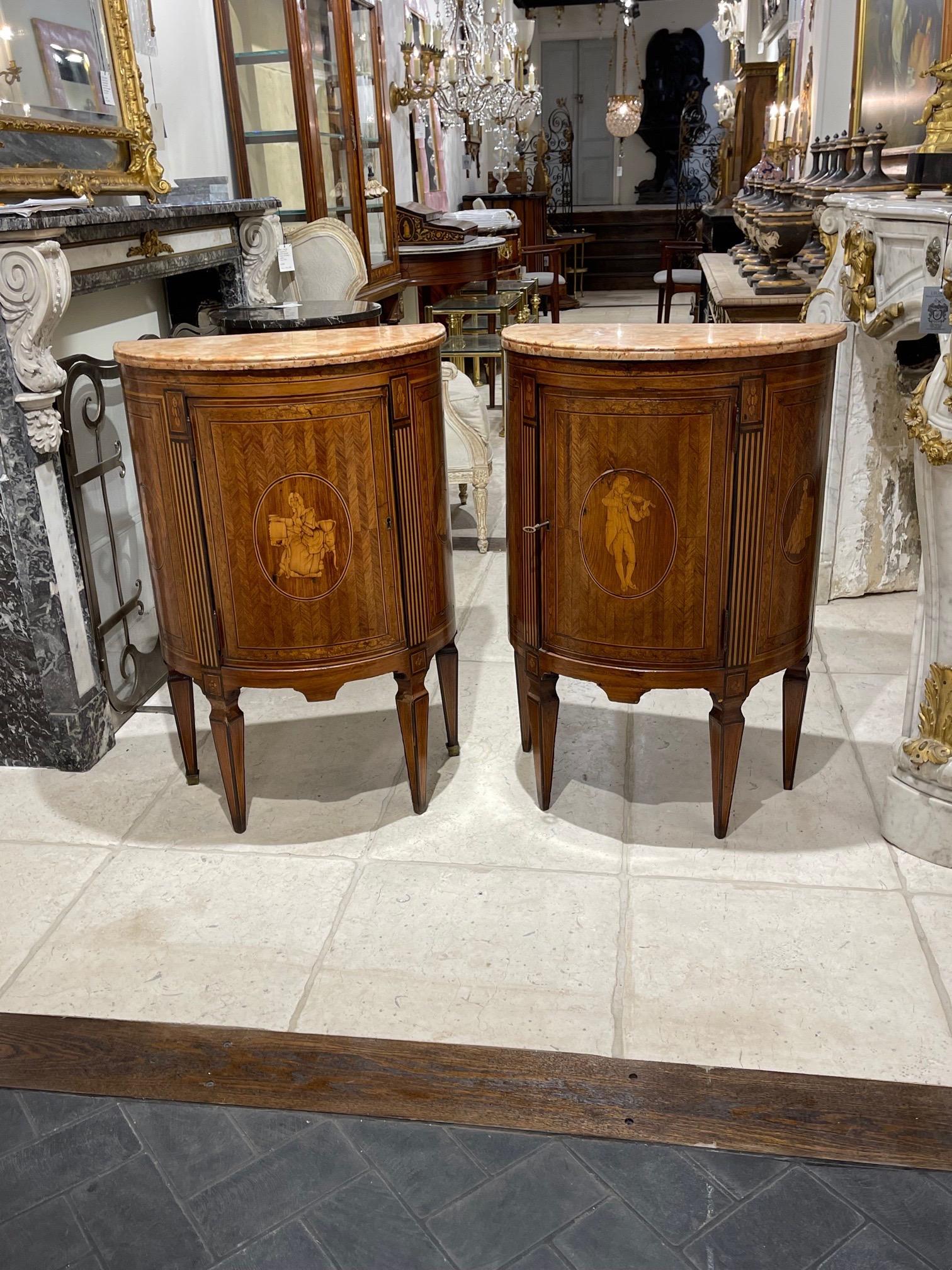 Pair of 19th Century Northern Italian Neo Classical Inlaid Side Tables For Sale 5