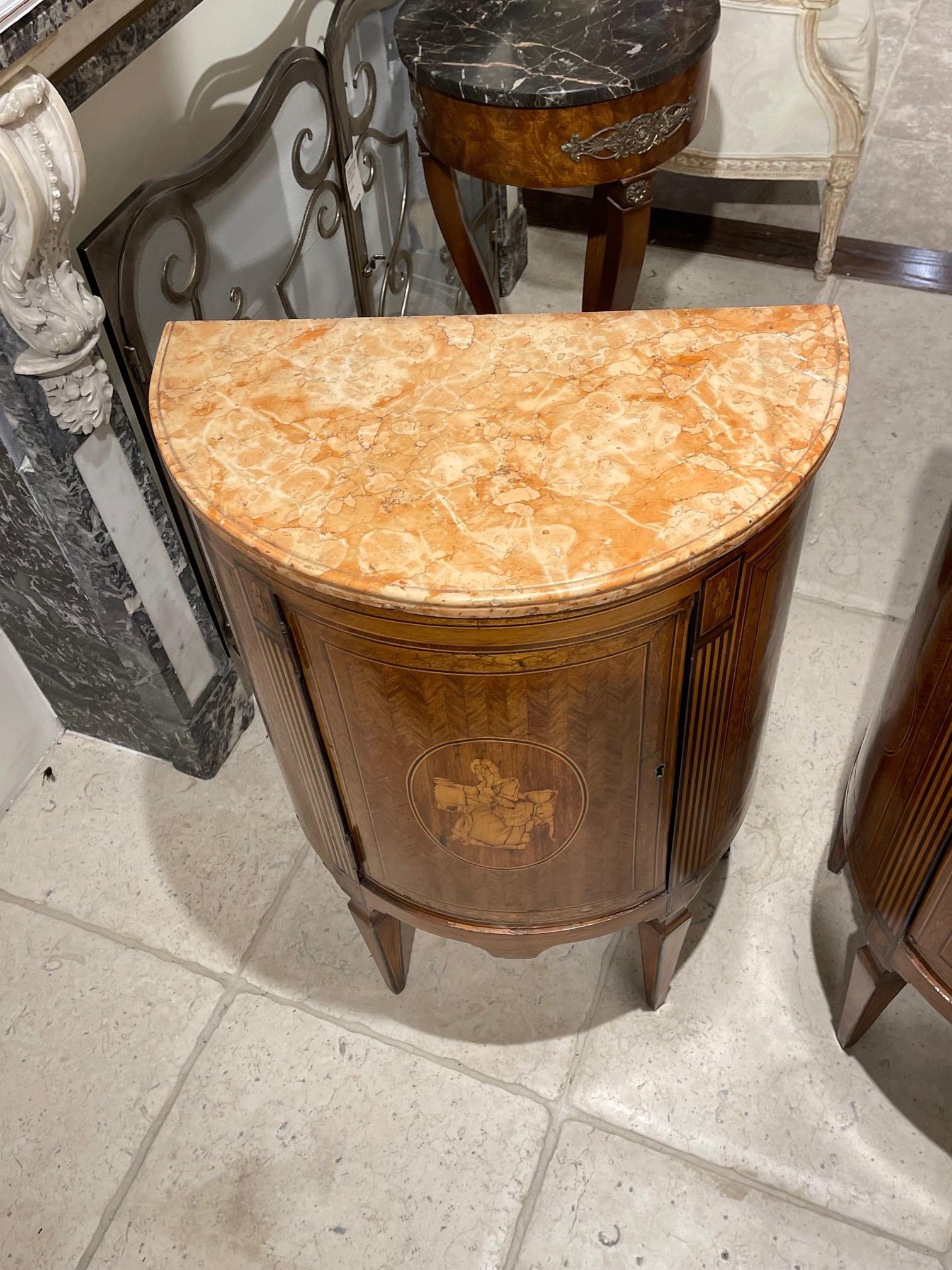 Neoclassical Pair of 19th Century Northern Italian Neo Classical Inlaid Side Tables For Sale