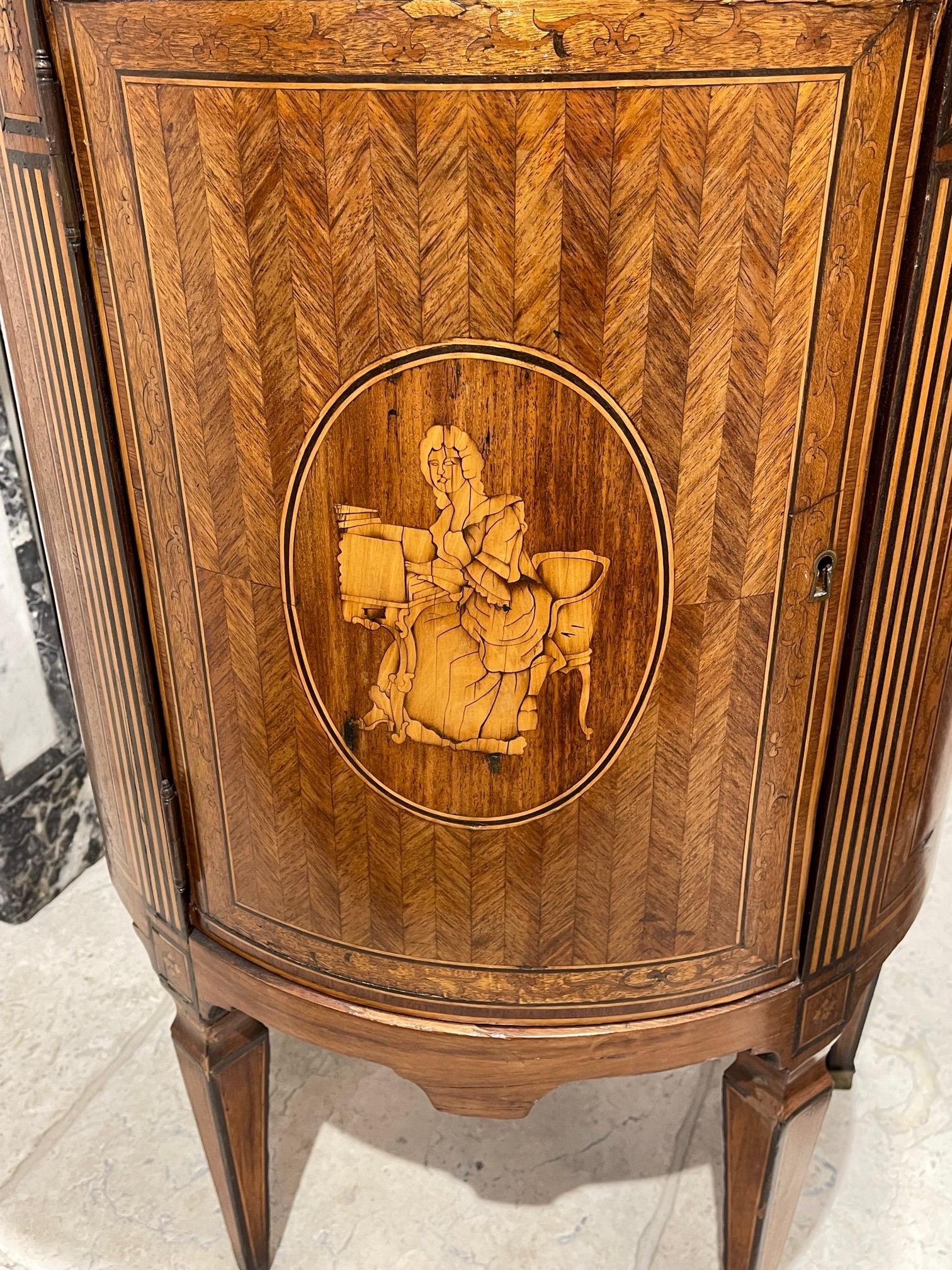 Pair of 19th Century Northern Italian Neo Classical Inlaid Side Tables In Fair Condition For Sale In Dallas, TX
