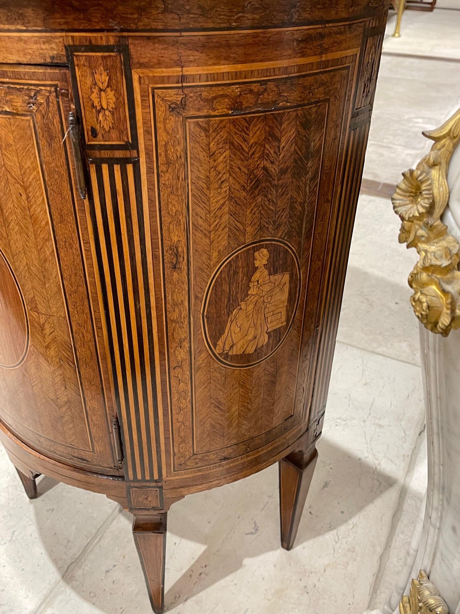 Pair of 19th Century Northern Italian Neo Classical Inlaid Side Tables For Sale 1