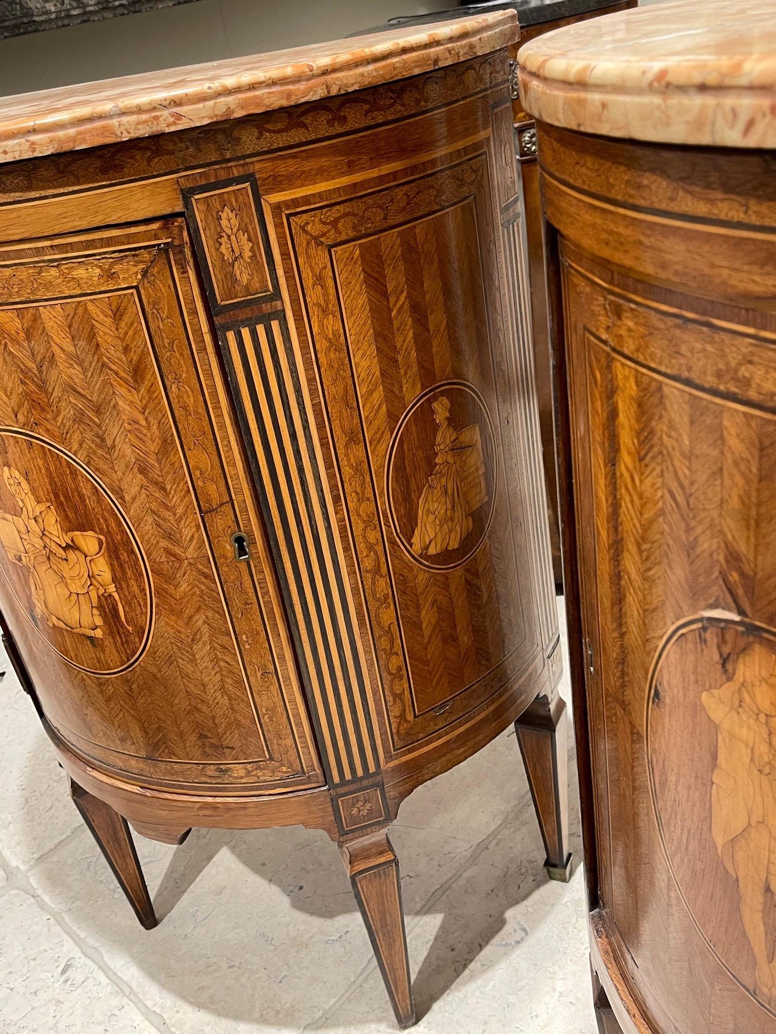 Pair of 19th Century Northern Italian Neo Classical Inlaid Side Tables For Sale 2