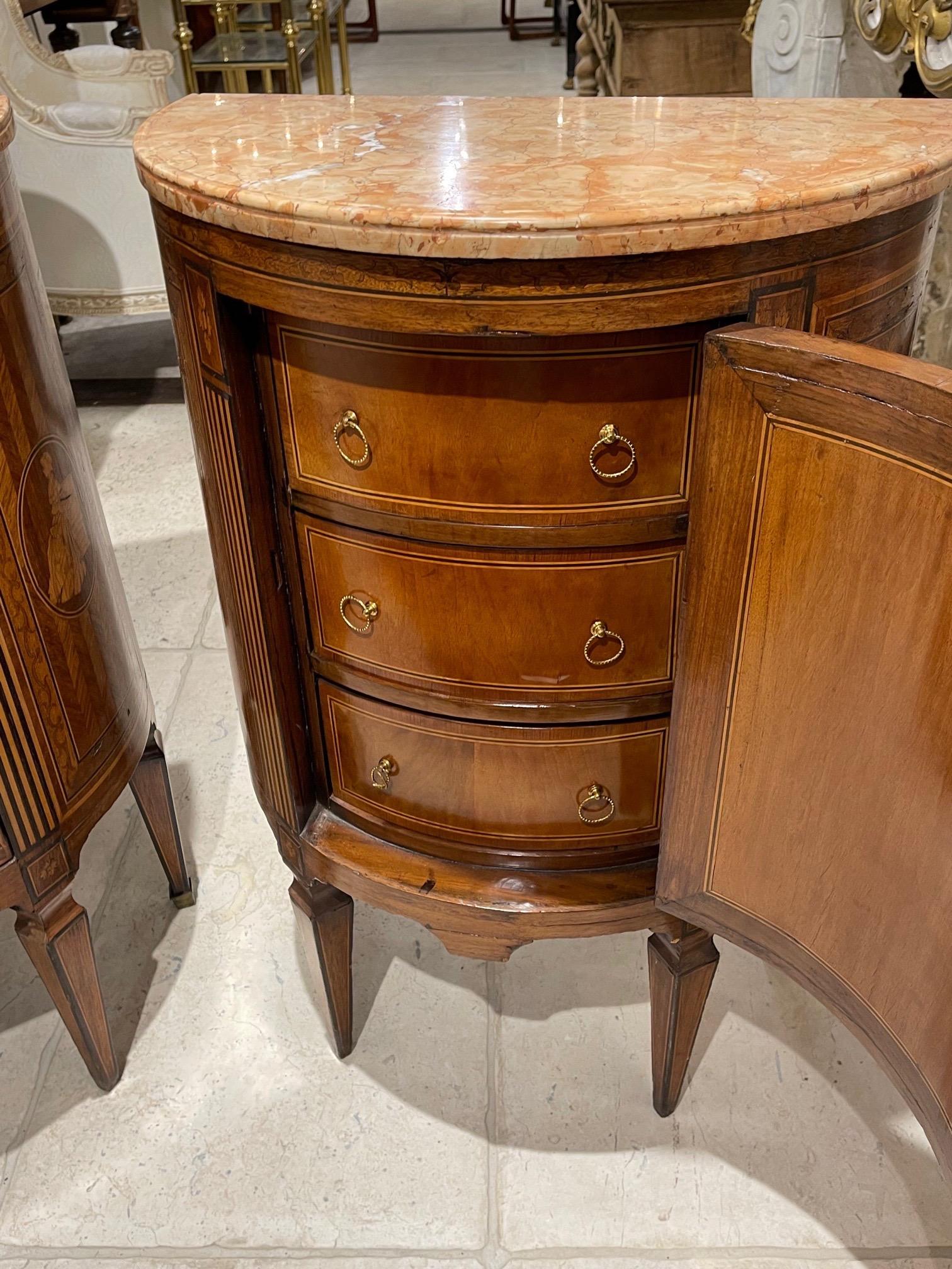 Pair of 19th Century Northern Italian Neo Classical Inlaid Side Tables For Sale 3