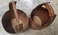 Pair of 19th Century Oak and Iron Banded Water Buckets or Pails