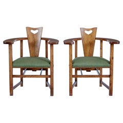Pair of 19th Century Oak Arts and Crafts Armchairs