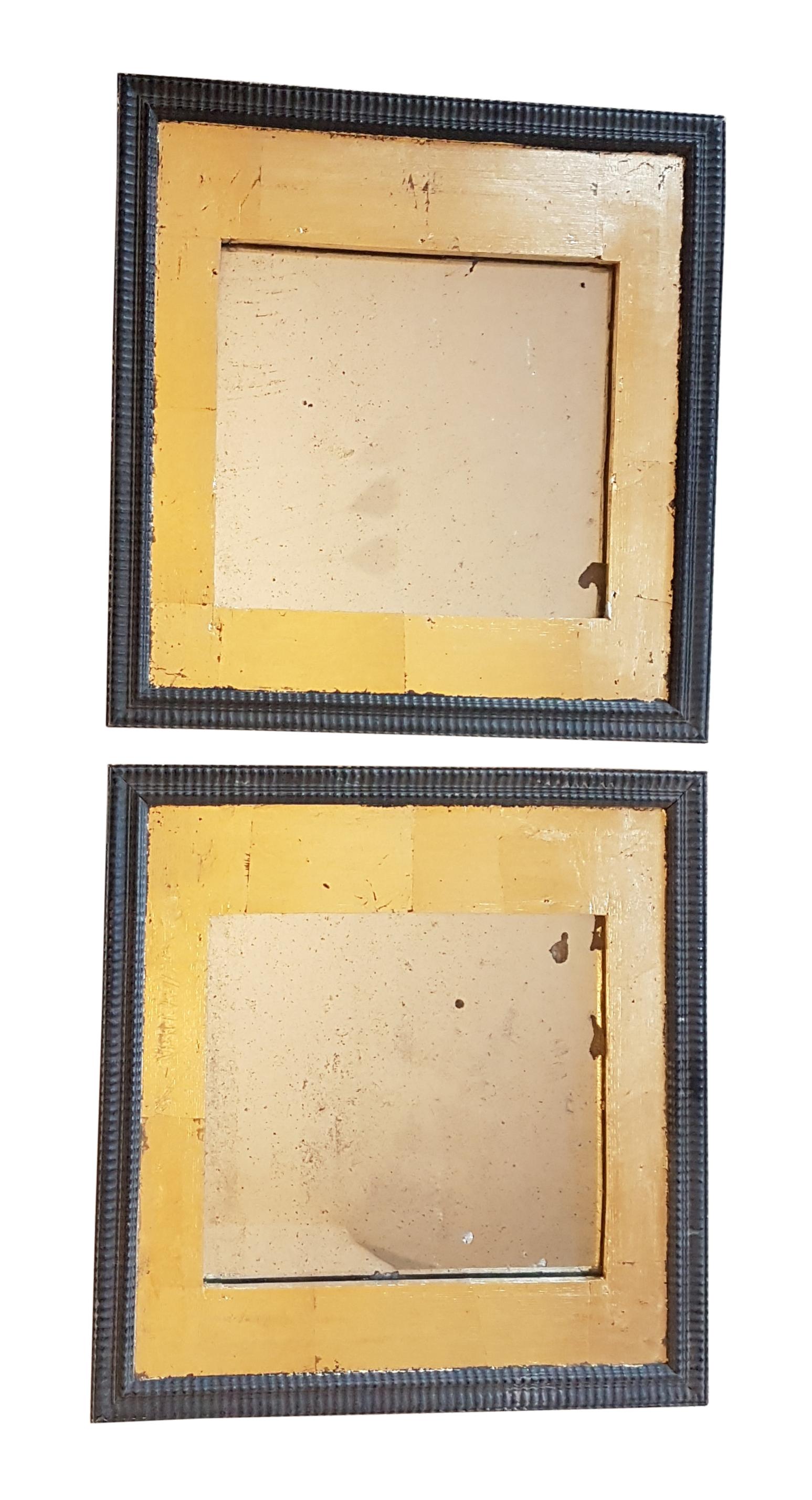 Pair of 19th Century Oak Frames with Gilt Decoration and Antique Mirrors For Sale 12