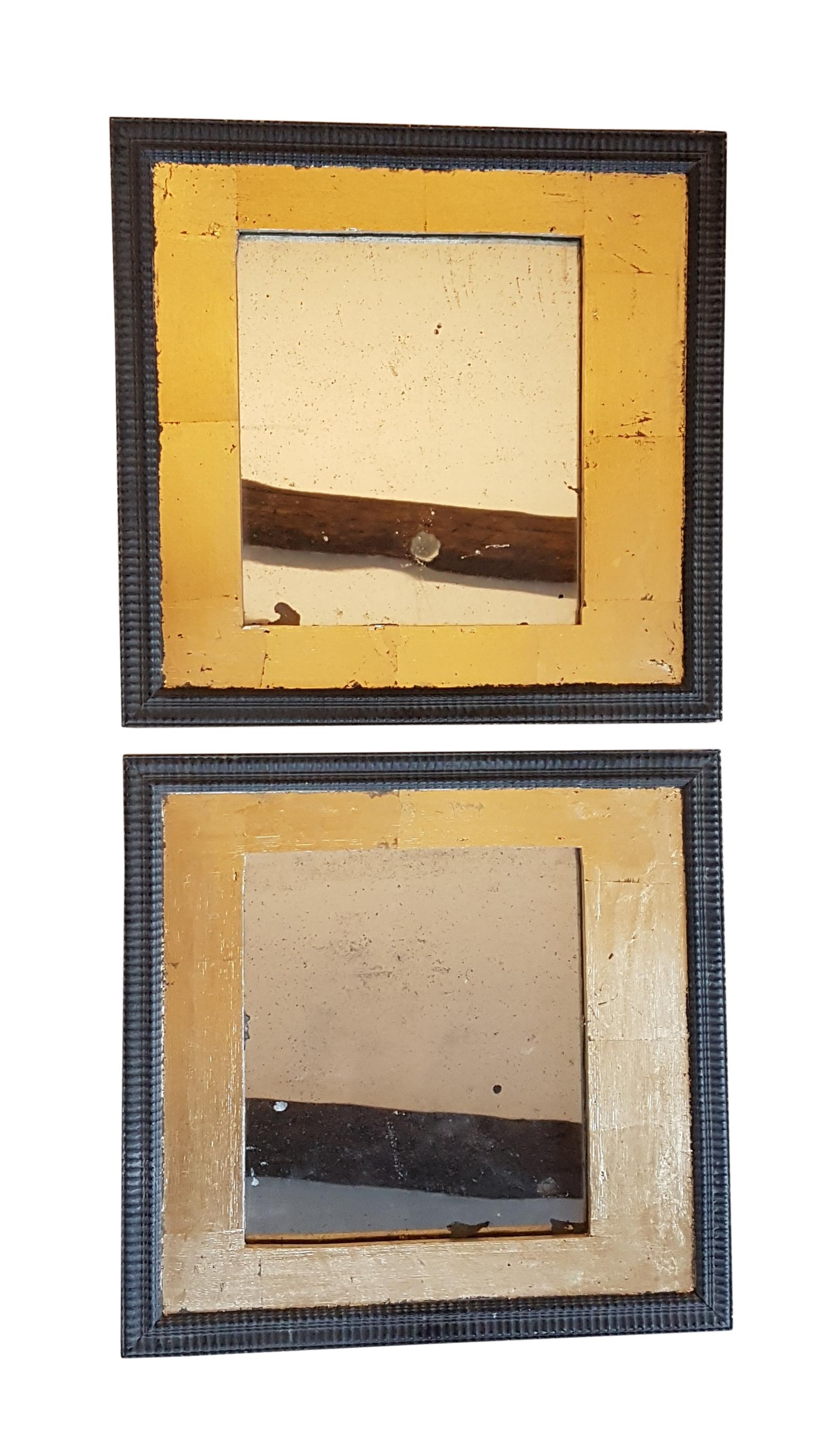 Pair of 19th Century Oak Frames with Gilt Decoration and Antique Mirrors For Sale 13