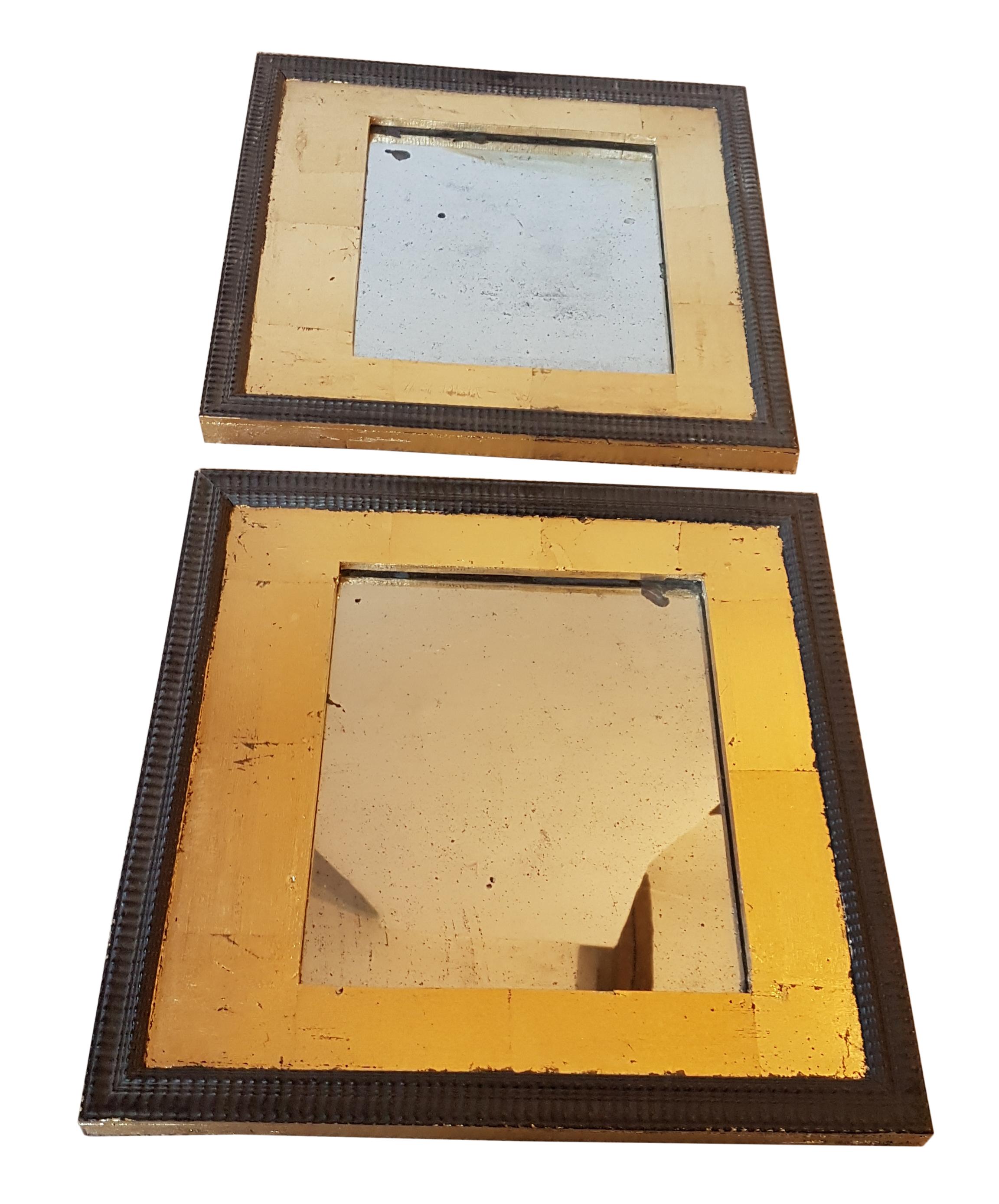 Victorian Pair of 19th Century Oak Frames with Gilt Decoration and Antique Mirrors For Sale