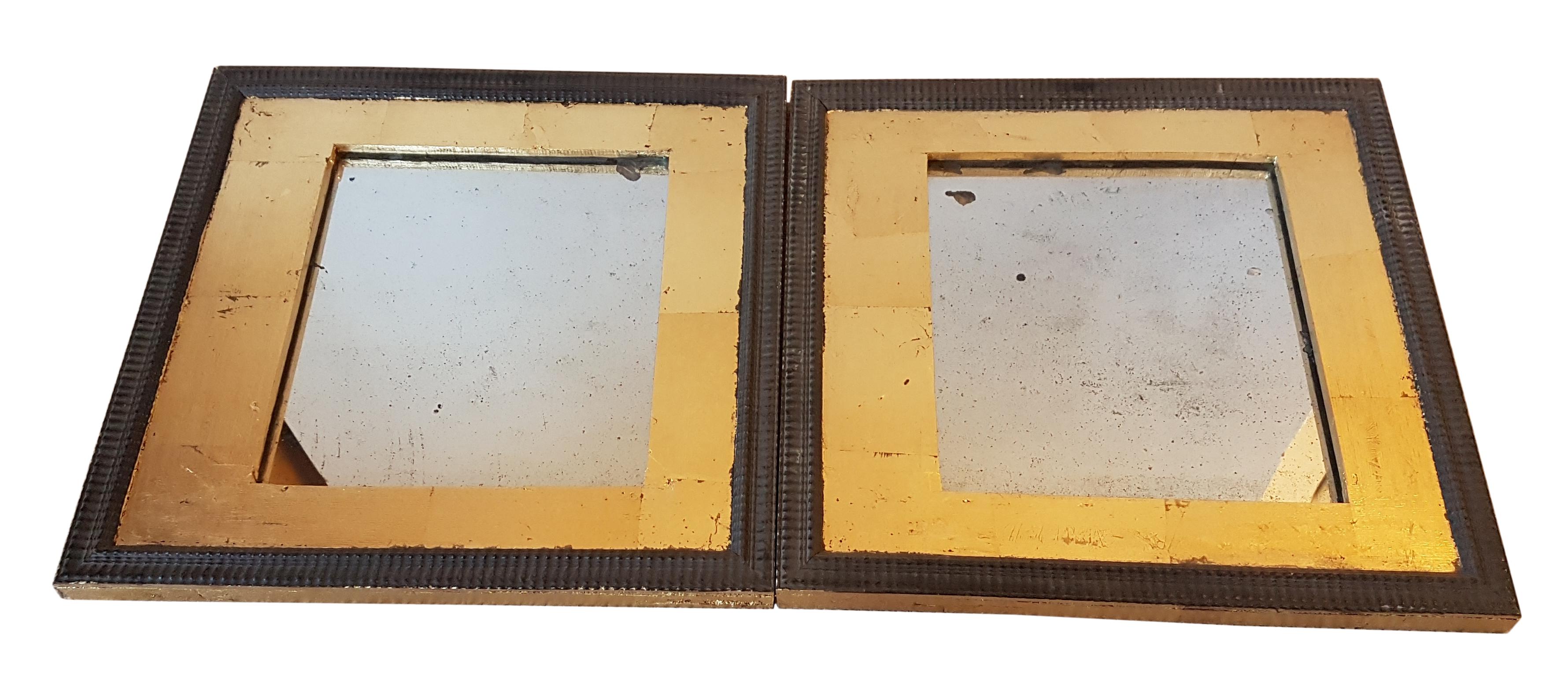 English Pair of 19th Century Oak Frames with Gilt Decoration and Antique Mirrors For Sale