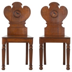 Pair of 19th Century Oak Hall Chairs