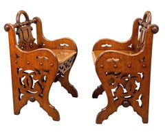 Pair Of 19th Century Oak Hall Seats