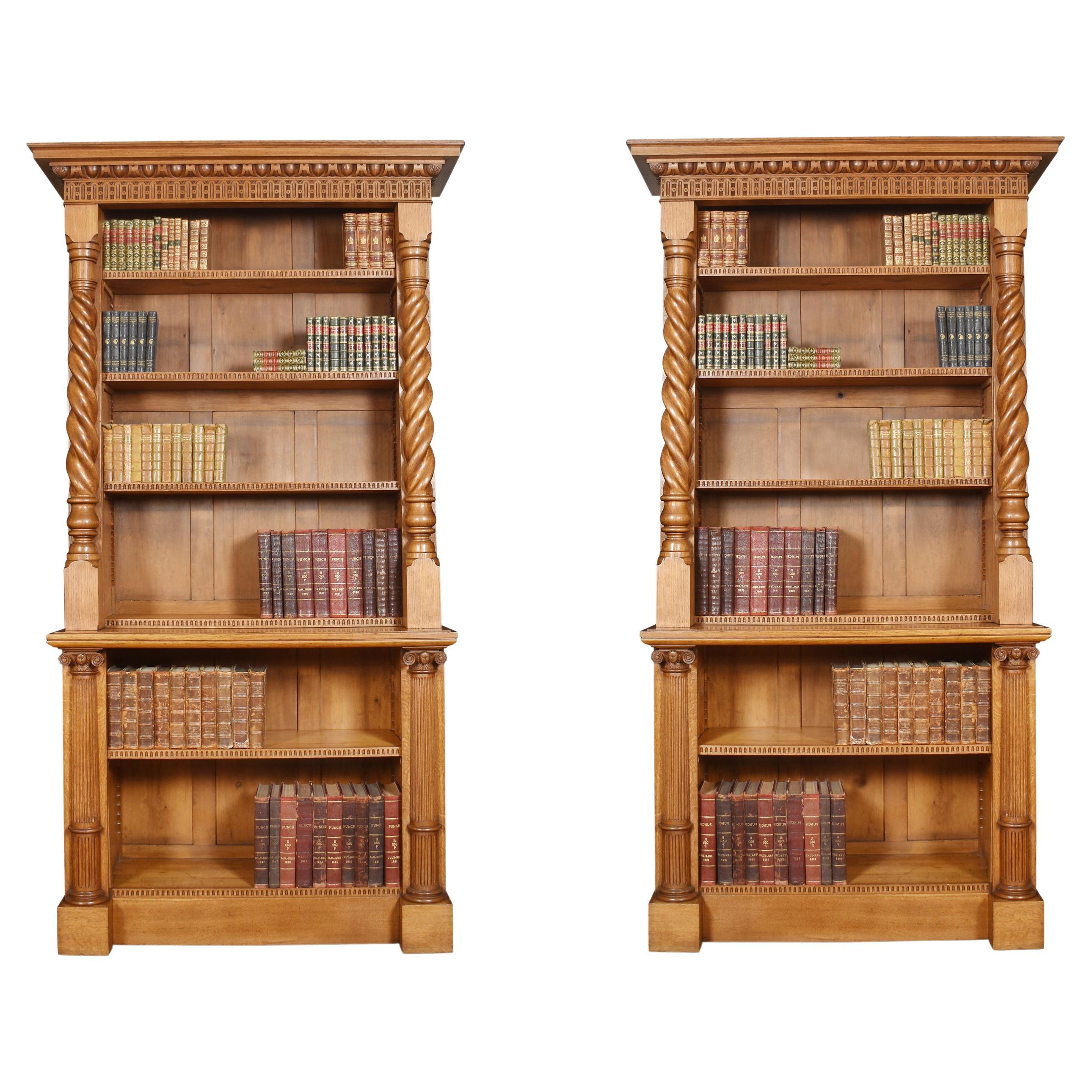 Pair of 19th Century Oak Open Bookcases