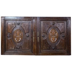 Antique Pair of 19th Century Oak Sideboard Doors