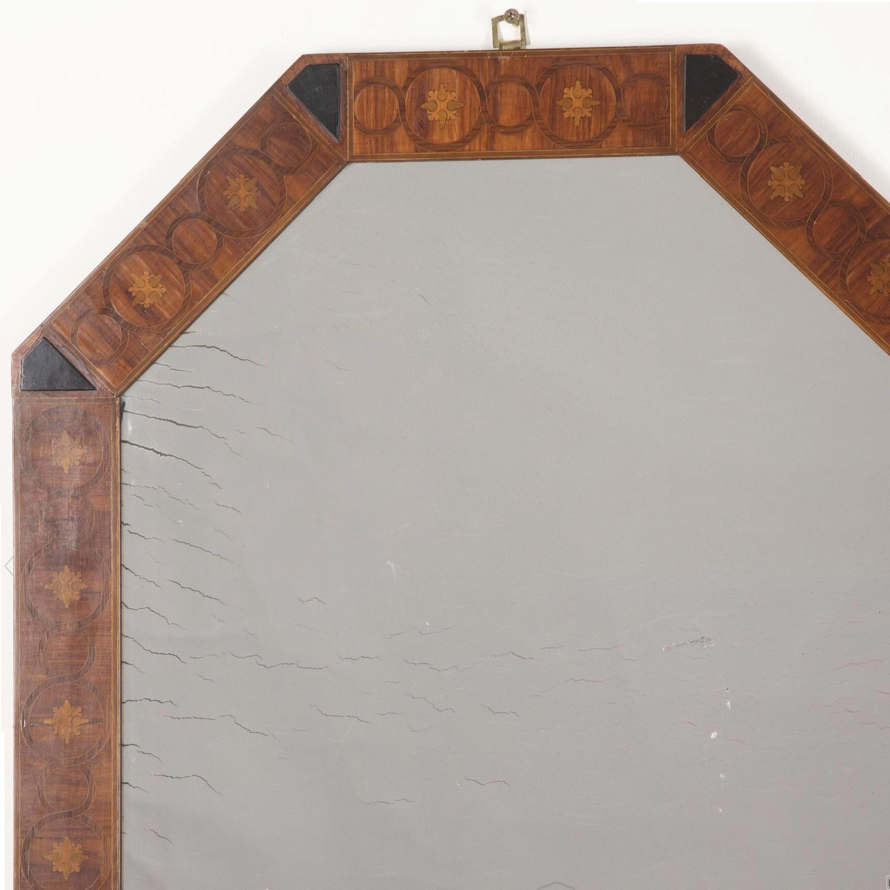 Neoclassical Pair of 19th Century Octagonal French Marquetry Mirrors For Sale