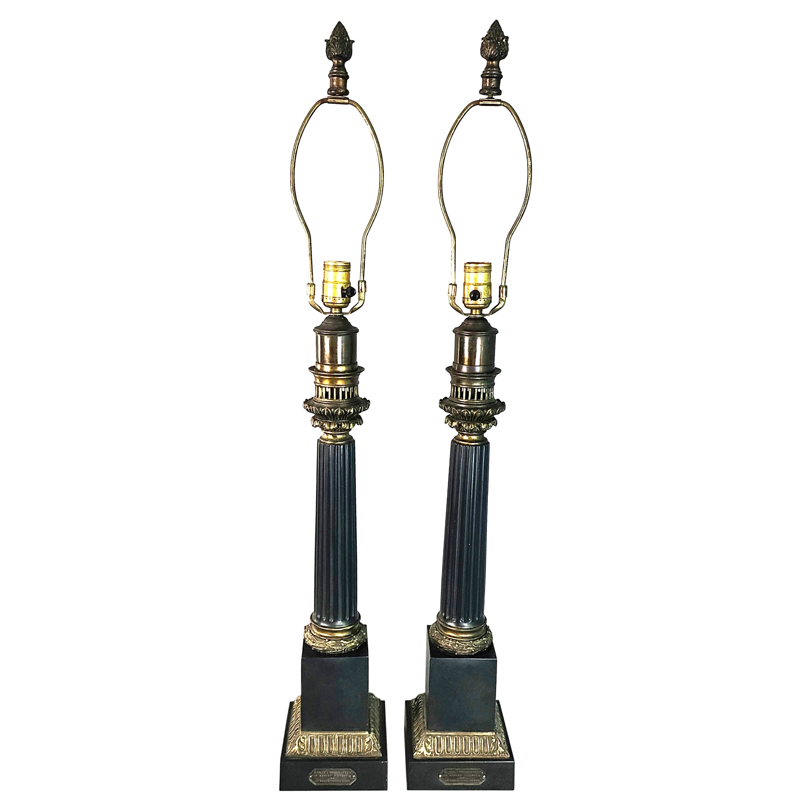 Pair of 19th Century Oil Lamps Converted to Table Lamps im Angebot