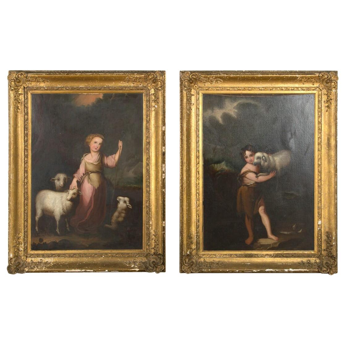 Pair of 19th Century Oil on Canvas Paintings