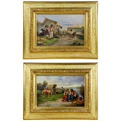 Pair of 19th Century Oil on Canvas Paintings Signed, Hungary, circa 1870