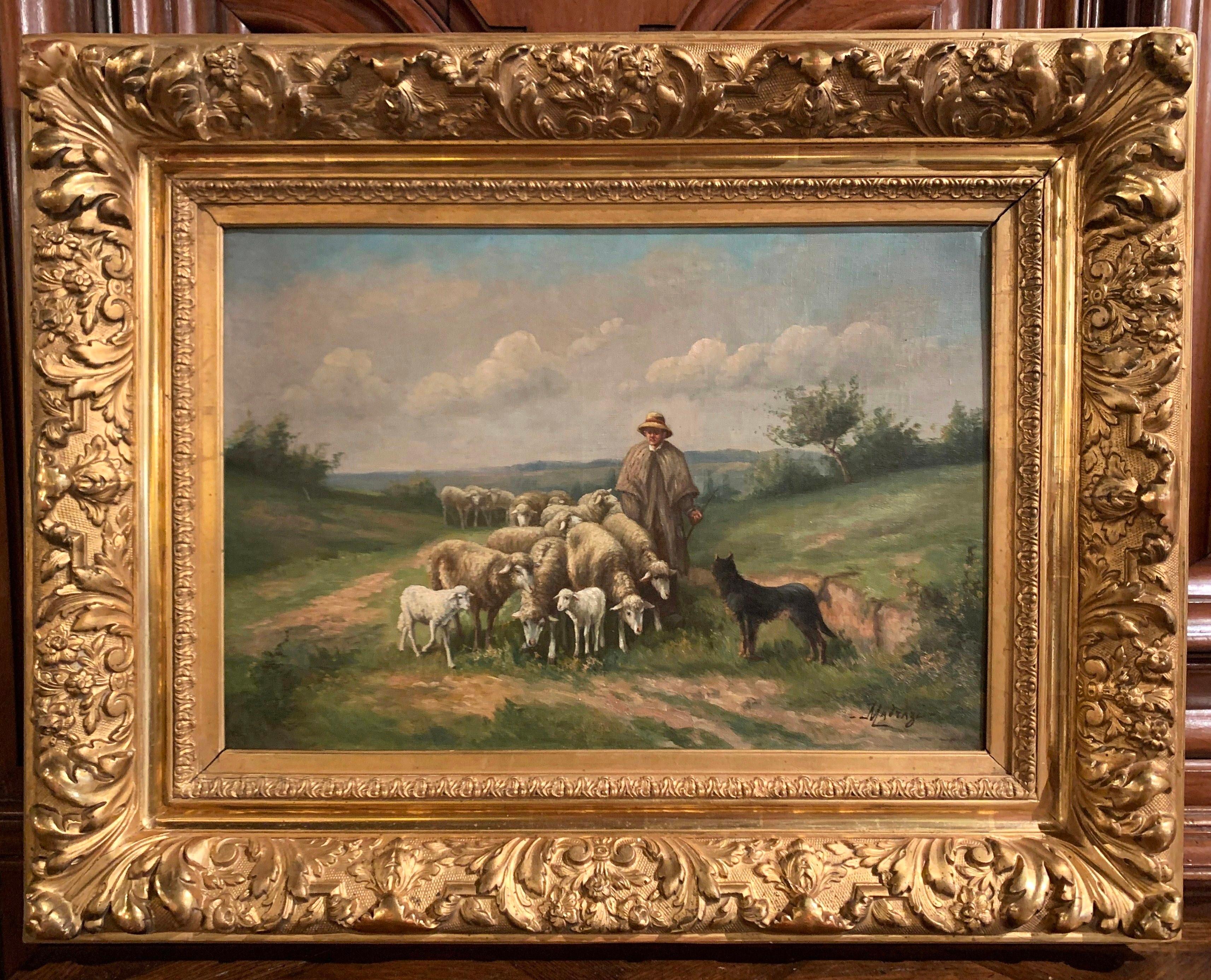 Pair of 19th Century Oil on Canvas Pastoral Paintings in Carved Gilt Frames 2