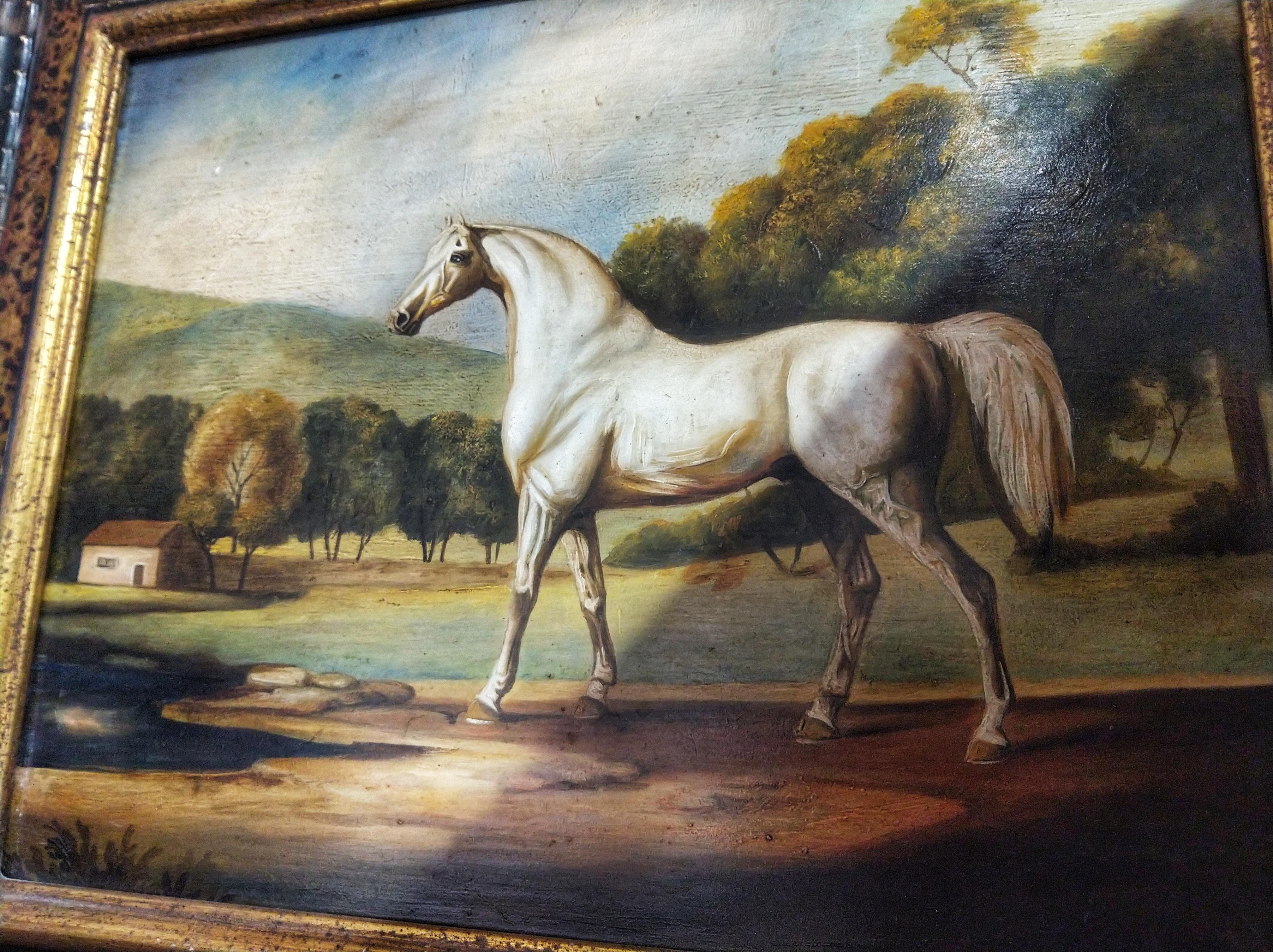 Pair of 19th Century Oil on Copper English Paintings Horses LAST PRICE 1