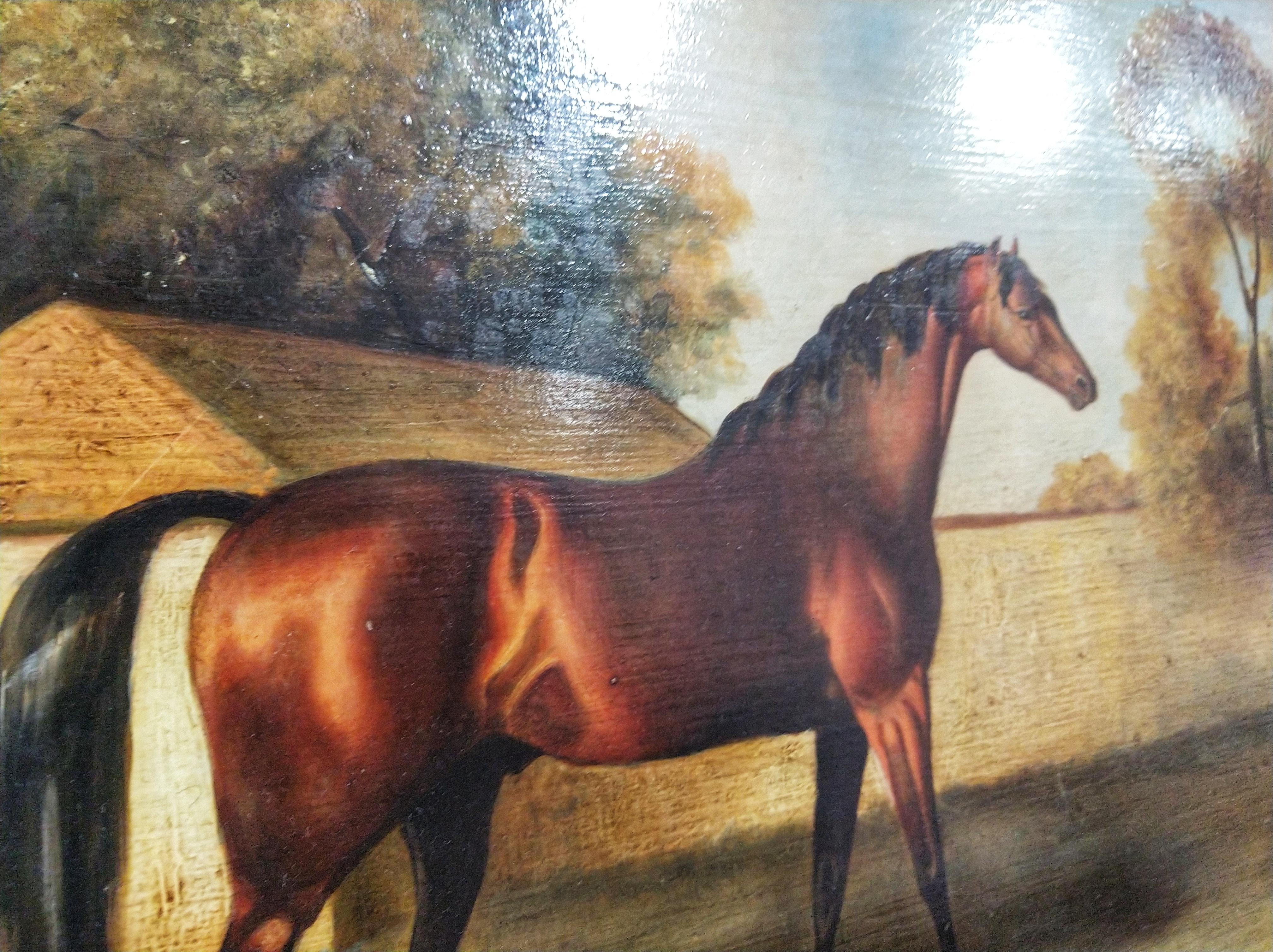 Pair of 19th Century Oil on Copper English Paintings Horses LAST PRICE 3