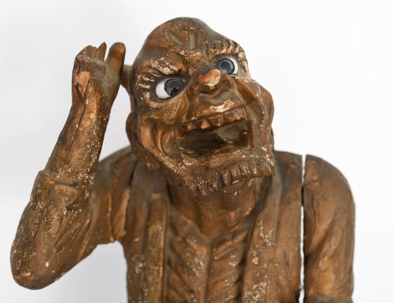 Pair of 19th Century Oni Figures Japanese Wood Carved at 1stDibs