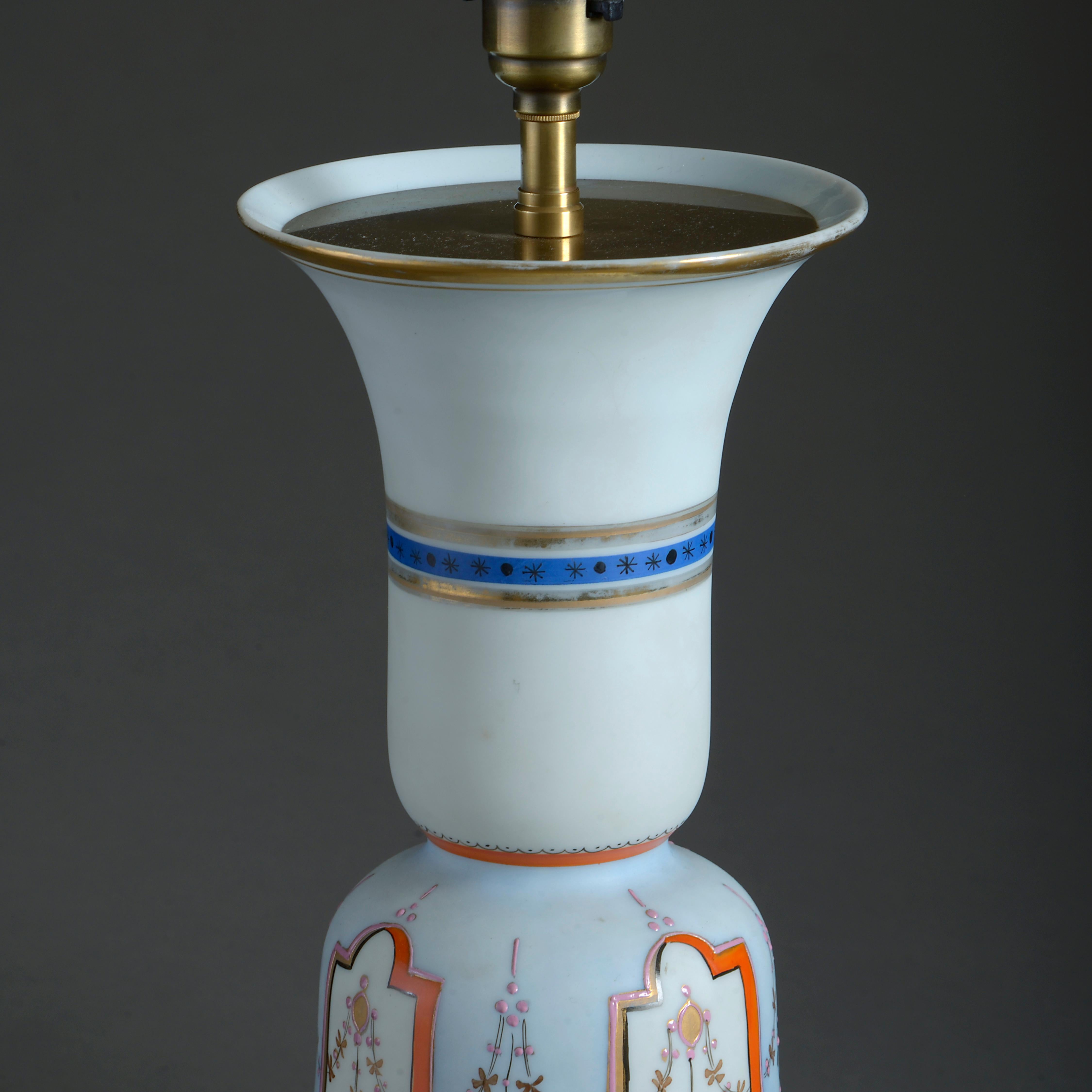 Napoleon III Pair of 19th Century Opaline Glass Vase Lamps