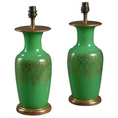 Pair of 19th Century Opaline Glass Vase Lamps