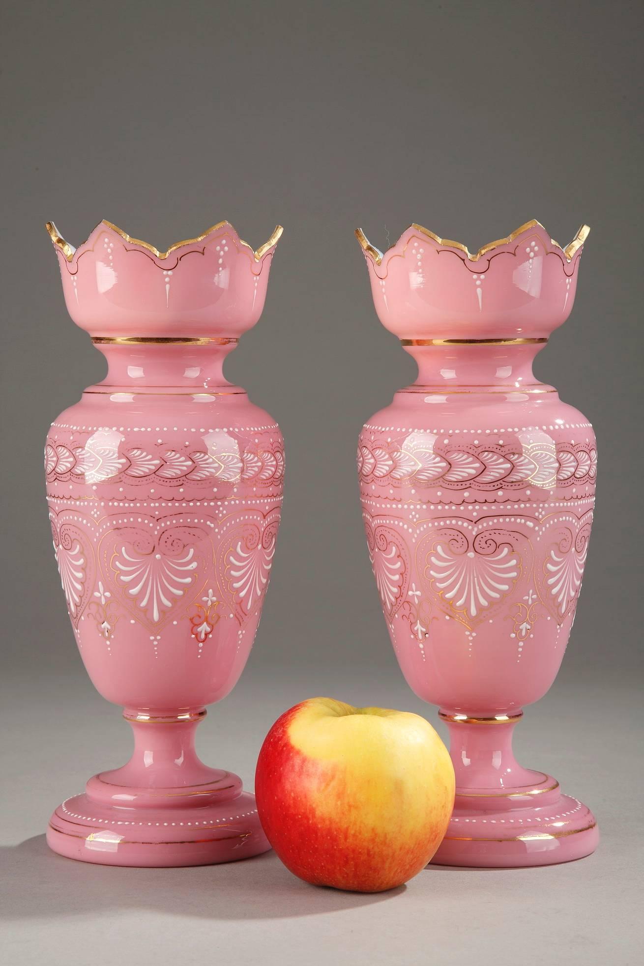 Empire Pair of 19th Century Opaline Vases