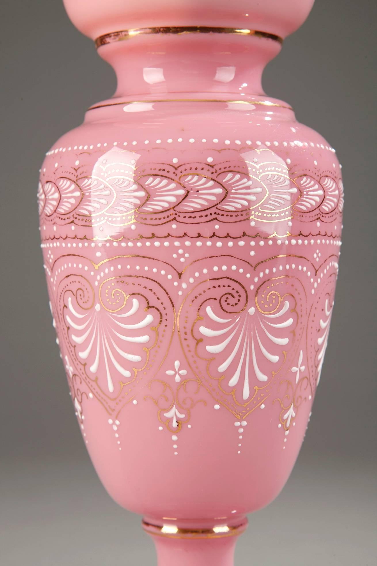 Opaline Glass Pair of 19th Century Opaline Vases