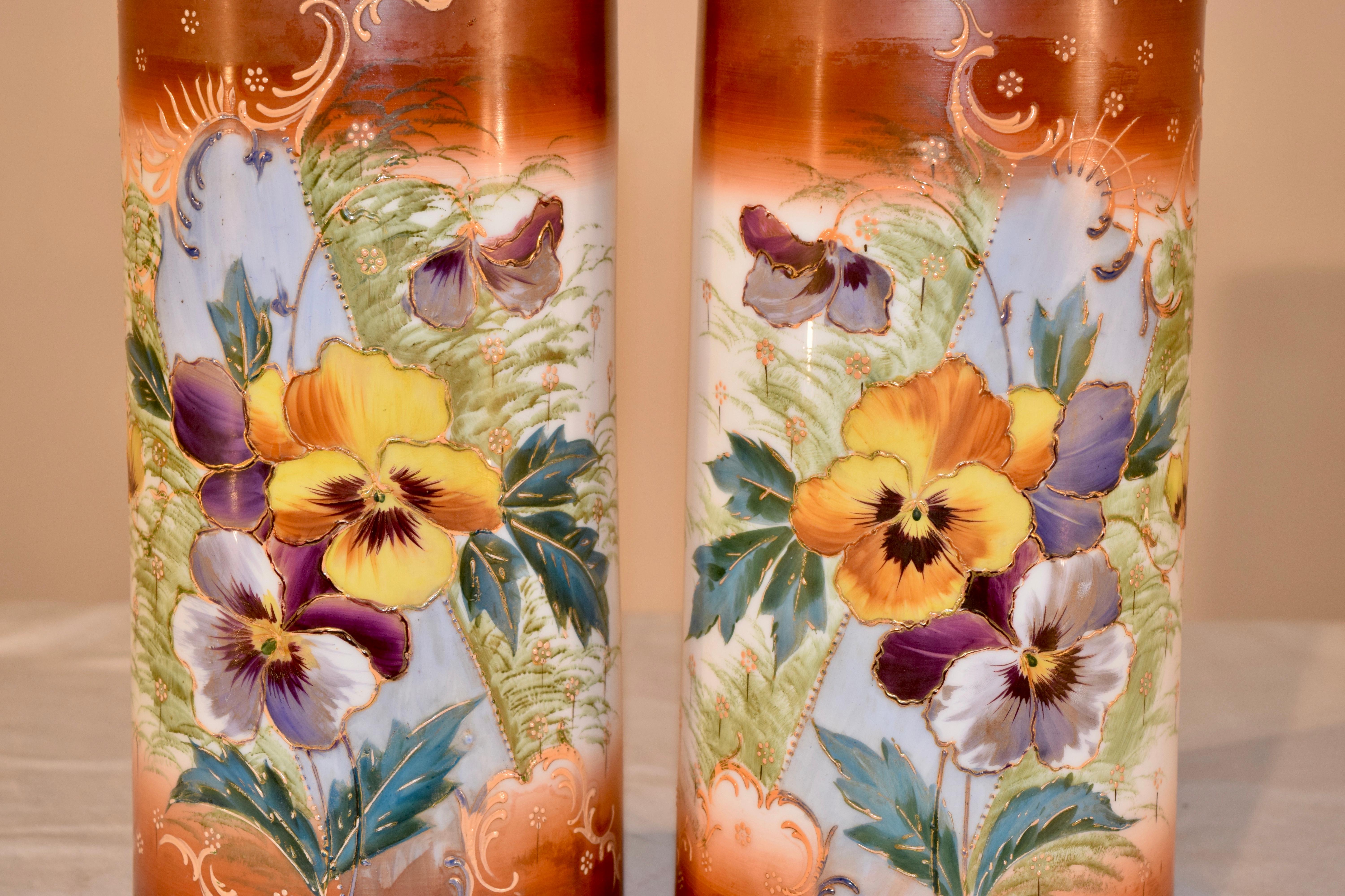 Pair of 19th Century Opaline Vases In Good Condition For Sale In High Point, NC