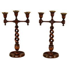 Pair of 19th Century Open Barley Twist Candelabra