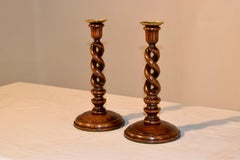 Pair of 19th Century Open Barley Twist Candlesticks