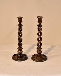 Pair of 19th Century Open Twist Candlesticks