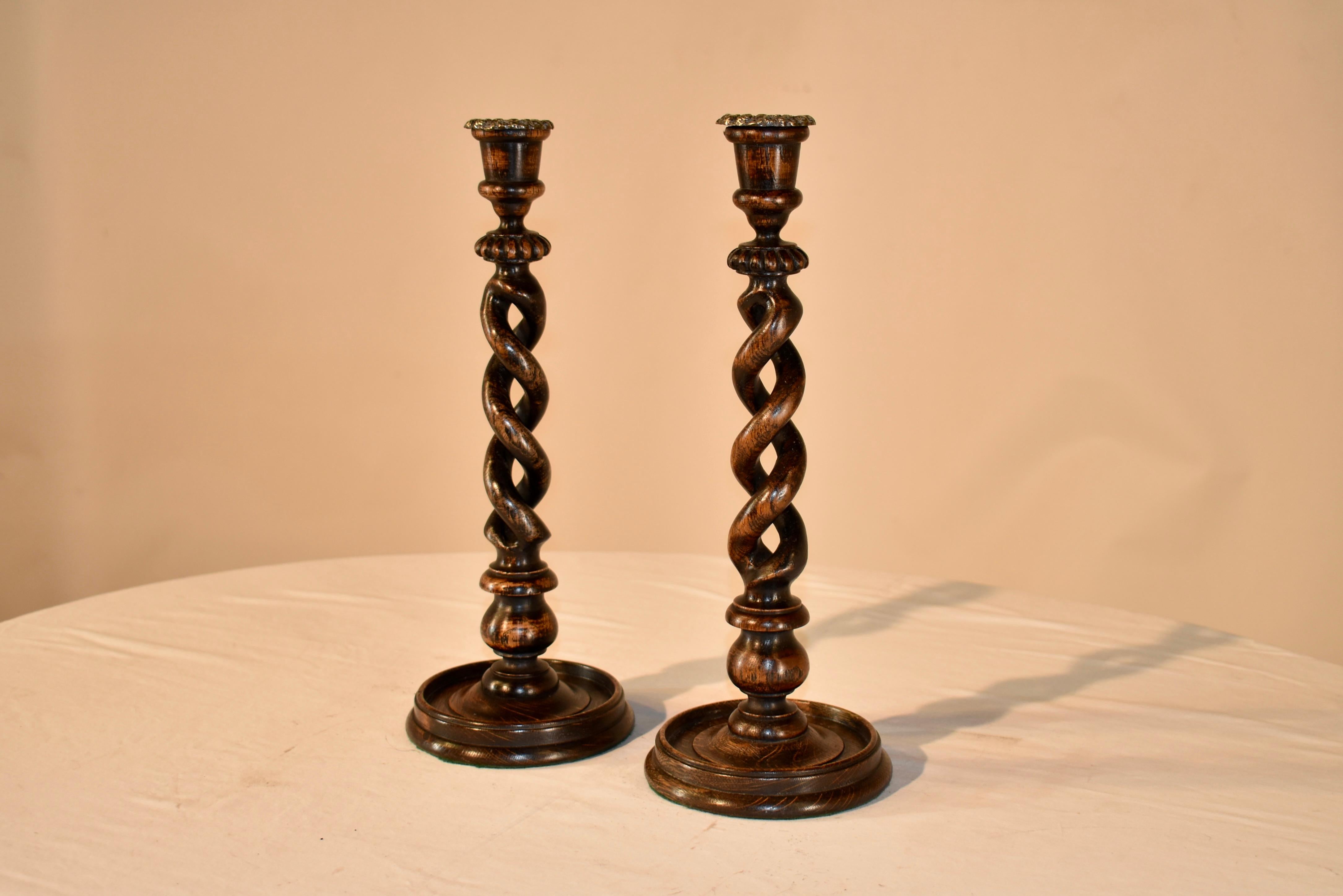 Victorian Pair of 19th Century Open Twist Candlesticks For Sale