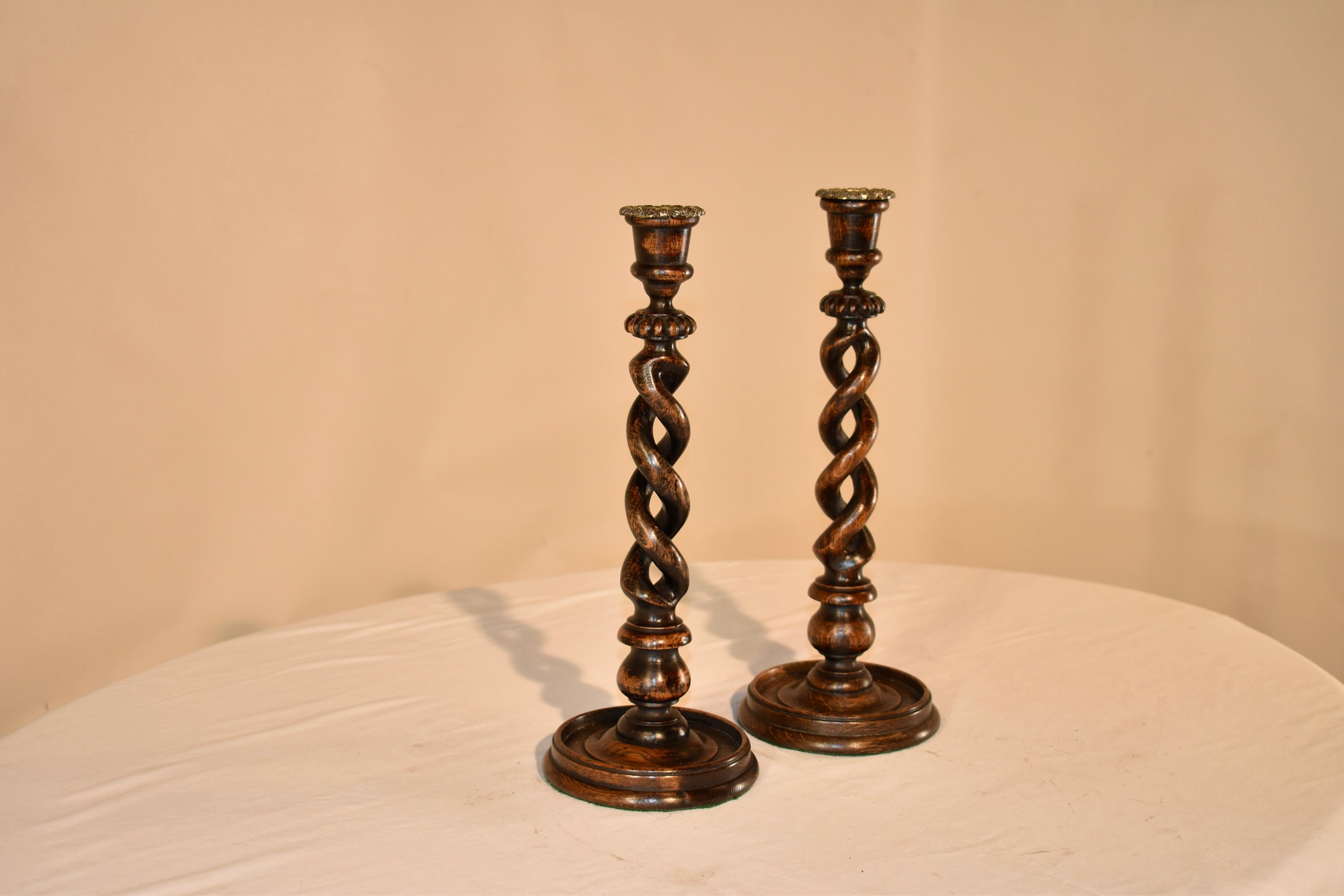 English Pair of 19th Century Open Twist Candlesticks For Sale
