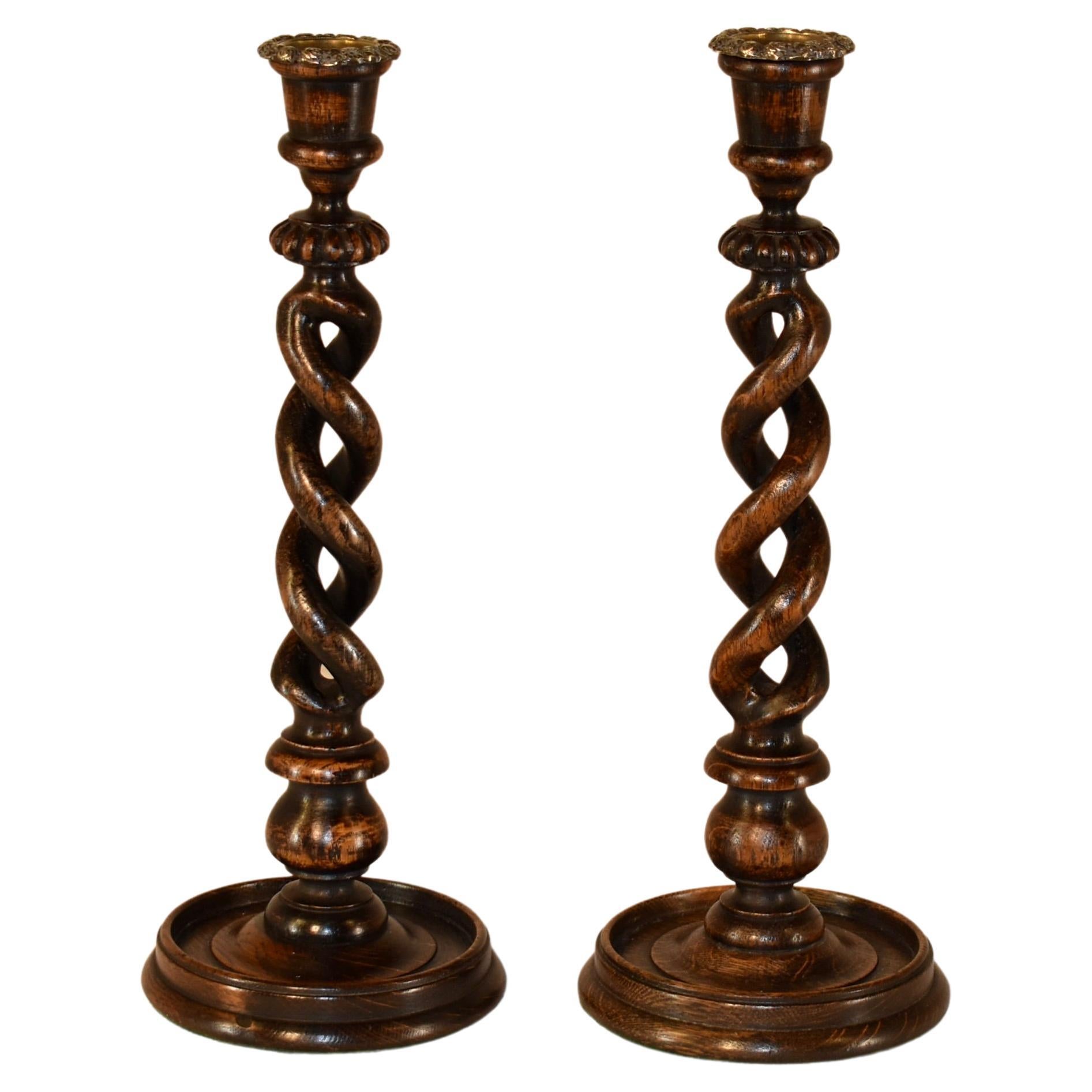 Pair of 19th Century Open Twist Candlesticks