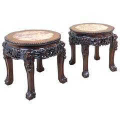Antique Pair of 19th Century Oriental Hardwood Coffee Tables