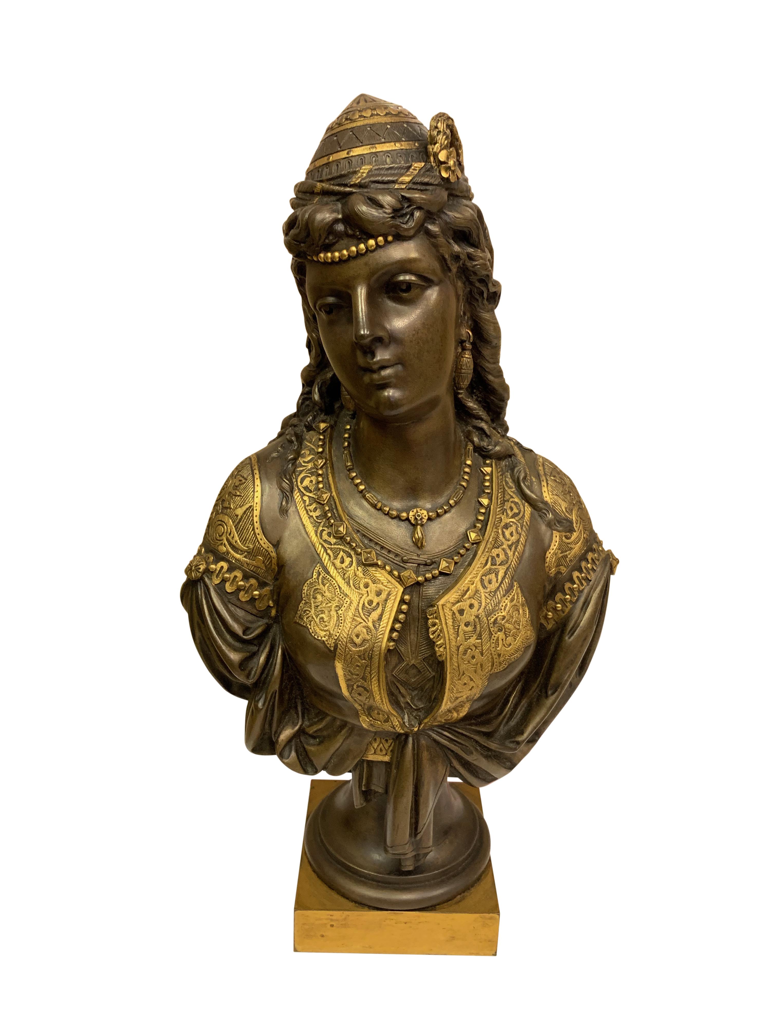 Orientalische Bronzebüsten des 19. Jahrhunderts, Paar im Angebot 8
