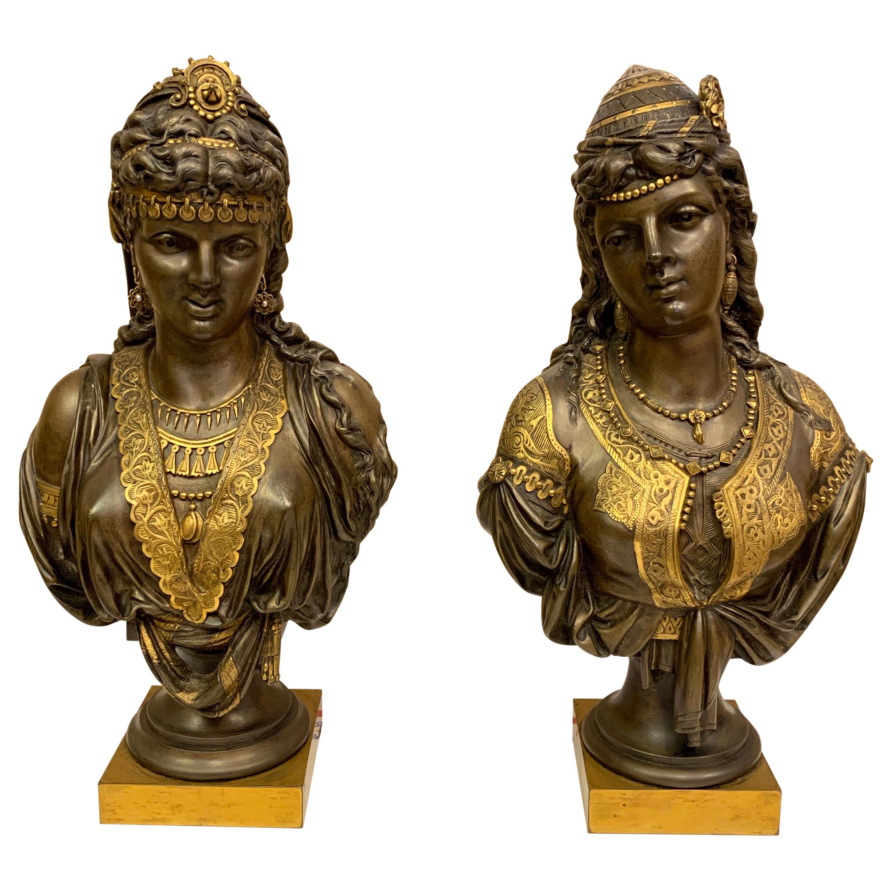 Pair of 19th Century Orientalist Bronze Busts