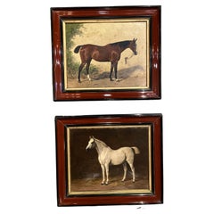 Pair of 19th Century Original Equestrian Oil Paintings by Emil Volkers