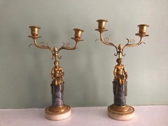 Pair of 19th Century Ormolu and Marble Candelabra