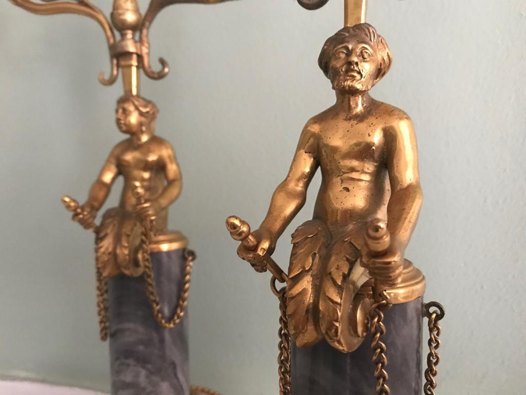 Pair of 19th Century Ormolu and Marble Candelabra For Sale 1