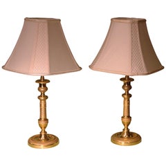 Pair of 19th Century Ormolu Candlesticks Lamps