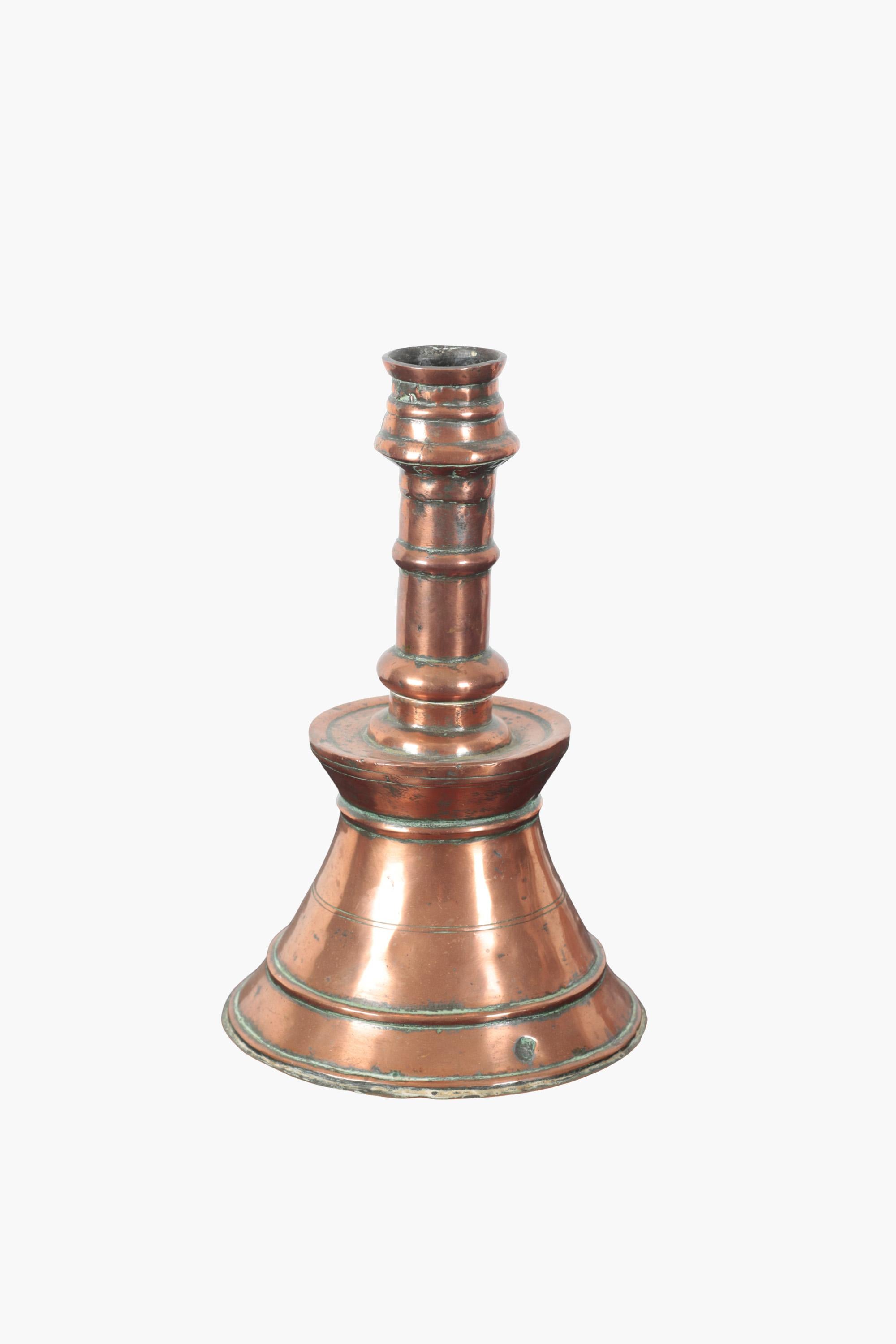Islamic Pair of 19th Century Ottoman Copper Candlesticks For Sale
