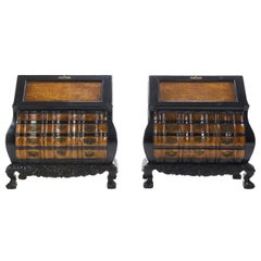 Pair of 19th Century Padauk and Burr Wood Dutch Colonial Bureaux